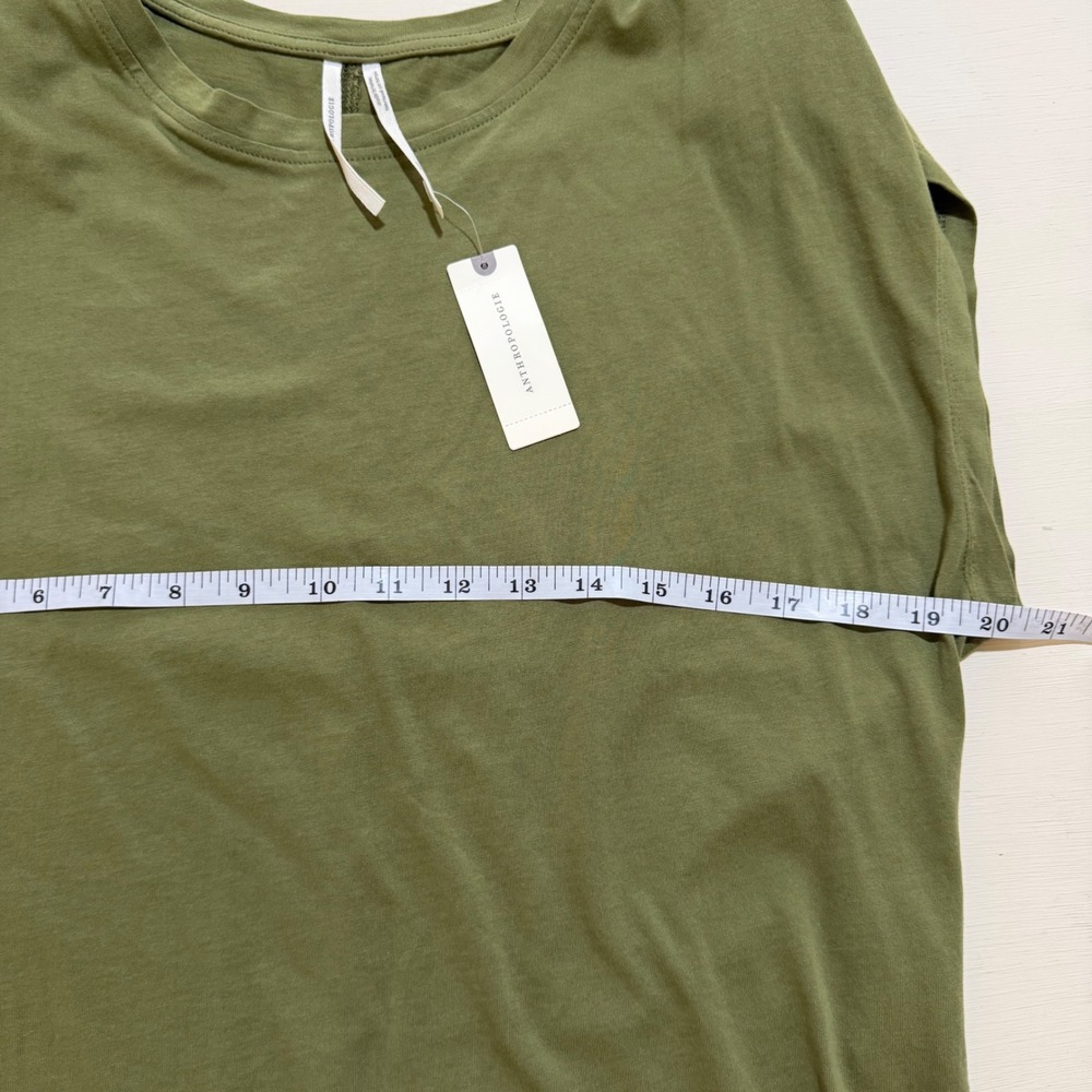 Anthropologie Padded Shoulder Muscle Tee Moss Green XSP Petite New With Tags - Picture 6 of 9
